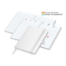 Geiger-Notes Match-Hybrid White Bestseller Notizbuch A5, Cover-Star matt-, inkl. Druck, weiß
