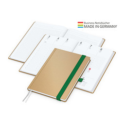 Geiger-Notes Match-Hybrid White Bestseller Notizbuch A5, Natura braun, inkl. Druck, grün