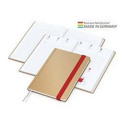 Geiger-Notes Match-Hybrid White Bestseller Notizbuch A5, Natura braun, inkl. Druck, rot