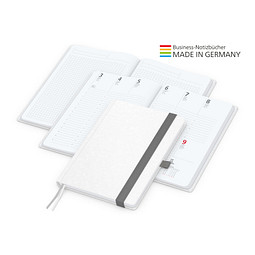 Geiger-Notes Match-Hybrid White Bestseller Notizbuch A5, Natura, inkl. Druck, silbergrau