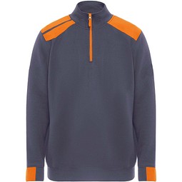 Maverick Pullover für Herren mit halbem Reißverschluss, 280 g/m2, blei/orange, 2XL