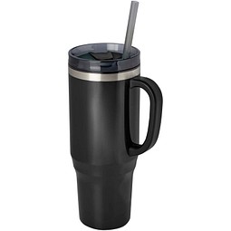 Melbourne 1200 ml RCS-zertifizierter Isolierbecher mit Strohhalm, schwarz