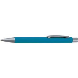LANCE® Softtouch Metallkugelschreiber Abu-Dhabi, Beschläge silber matt, blaue Mine, hellblau