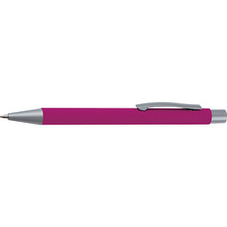 LANCE® Softtouch Metallkugelschreiber Abu-Dhabi, Beschläge silber matt, blaue Mine, pink