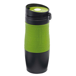 Metall-Isolierbecher Grip, 380 ml, schwarz/hellgrün