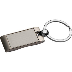 Metall-Schlüsselanhänger, rechteckig mit gewellter Rückseite, grau