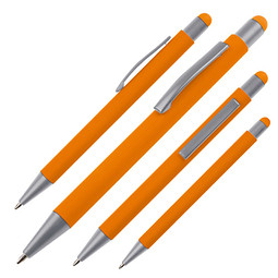 Metall-Druckkugelschreiber mit Touch-Funktion Salt Lake City, blaue Mine, orange