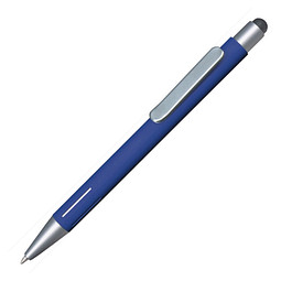 PENKO® Metall-Touchkugelschreiber Rava Soft SILVER, blaue Mine, dunkelblau