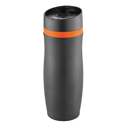 METMAXX® Vakuum-Thermobecher CremaExtensaNero 400 ml, schwarz/orange