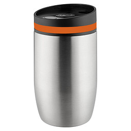 Metmaxx® Thermobecher CremaOfficina, silber/Ring orange