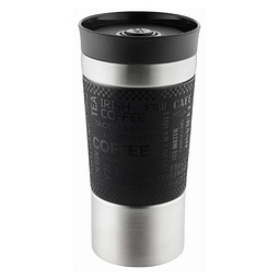 METMAXX® Thermobecher Extensa, 400 ml, schwarz/silber