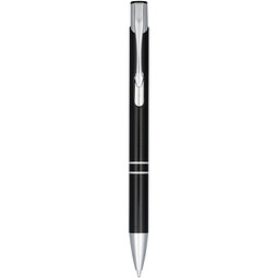 Moneta Druckkugelschreiber aus eloxiertem Aluminium, schwarze Mine, schwarz