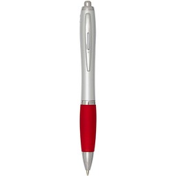 Nash RCS Kugelschreiber aus recyceltem Kunststoff mit silbernem Schaft und farbigem Griff (schwarze Tinte), rot