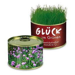 Natur-Konserve mit Samen, Schnittlauch, 1-seit. Druck