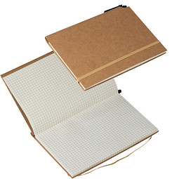 Notizbuch mit Kugelschreiber kariert, natur, DIN A5