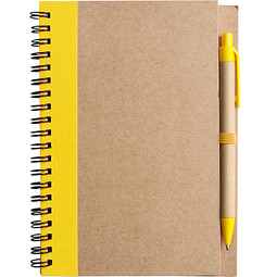 Notizbuch Recycling mit Kugelschreiber, gelb