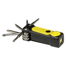 Octo 8-in-1 Schraubenzieher-Set aus recyceltem RCS Kunststoff mit Taschenlampe, gelb