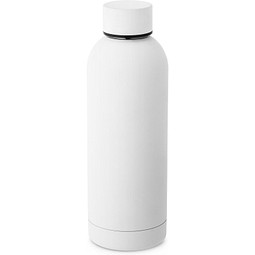 ODIN. Trinkflasche aus Edelstahl (36% recycelt) (550 mL) mit gummierter Oberfläche, Weiß
