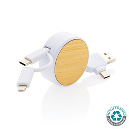 Ontario ausziehb. 6-in-1 Kabel aus RCS recyceltem Kunststoff, weiß