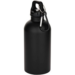 Oregon 400 ml matte RCS-zertifizierte einwandige Trinkflasche aus recyceltem Edelstahl mit Karabinerhaken, schwarz