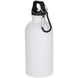 Oregon 400 ml matte RCS-zertifizierte einwandige Trinkflasche aus recyceltem Edelstahl mit Karabinerhaken, weiss