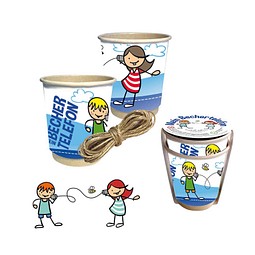 Pappbecher-Telefon, Individuell, Digitaldruck, 1-seit. Druck