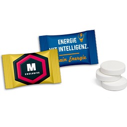 Pfefferminztabletten im Flowpack, 3 g, Folie transparent, inkl. Druck