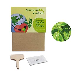 Pflanz-Set, 3er-Set, Basilikum / Gartenkresse / Kräutermischung, 1-seit. Druck