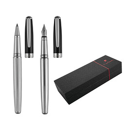 Pierre Cardin® CHRISTOPHE Set aus Rollerball Pen und Füllfederhalter, silber