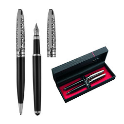 Pierre Cardin® JACQUES Set aus Drehkugelschreiber und Füllfederhalter, schwarz