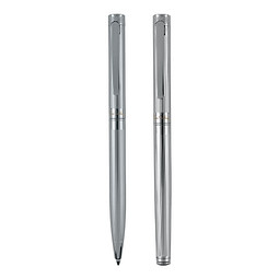 Pierre Cardin® RENEE Set aus Drehkugelschreiber und Rollerball Pen, silber