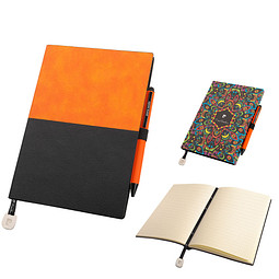 Pierre Cardin® REPORTER Set aus Notizbuch A5 und Kugelschreiber, orange/schwarz