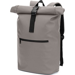 PORTLAND. Roll-Top-Rucksack aus PU mit Laptopfach, 16“, Grau