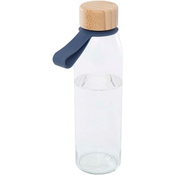Porto 500 ml Glas-Flasche mit Silikongriff und Bambusdeckel, Ozeanblau