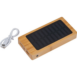 Solar-Powerbank aus Bambus, 8.000mAh, beige