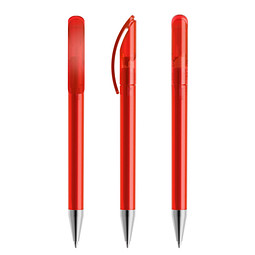 prodir® Drehkugelschreiber DS 3 mit Metallspitze, blaue Mine, rot gefrostet