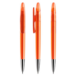 prodir® Drehkugelschreiber DS 5 mit polierter Metallspitze, blaue Mine, orange transparent