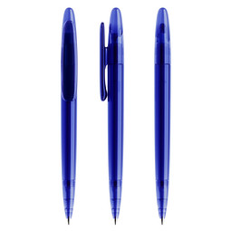prodir® Drehkugelschreiber DS 5 ohne Metallspitze, blaue Mine, dunkelblau transparent