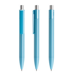 prodir® Druckkugelschreiber DS4 PMM Push, blaue Mine, Dusty Blue/silber poliert