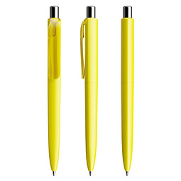 prodir® Druckkugelschreiber DS8 PMM Push, blaue Mine, gelb/silber poliert