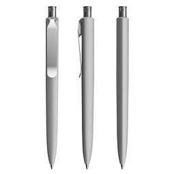 prodir® Druckkugelschreiber DS8 Soft Touch PSR Push, blaue Mine, delfingrau