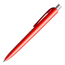 prodir® Kugelschreiber DS8 PPP Family, blaue Mine, rot/silber satiniert