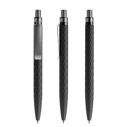 prodir® Druckkugelschreiber QS01 Soft Touch PRS Push, blaue Mine, schwarz/graphit satiniert