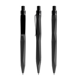 prodir® Druckkugelschreiber QS20 Soft Touch PRS Push, blaue Mine, schwarz/schwarz satiniert