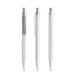 prodir QS50 PMS Push Kugelschreiber, White-Silver satin finish