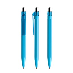 prodir QS50 PMT Push Kugelschreiber, Cyan Blue-Silver chrome finish