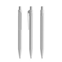 prodir QS50 Soft Touch PRP Push Kugelschreiber, Concrete Grey-Silver satin finish