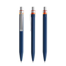 prodir QS50 Soft Touch PRS Push Kugelschreiber, Sodalite Blue-Silver satin finish-Orange