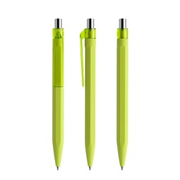 prodir QS50 Soft Touch PRT Push Kugelschreiber, Yellow Green-Silver chrome finish