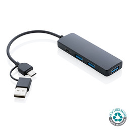 RCS recycelter USB-Hub mit Dual-Input, schwarz
